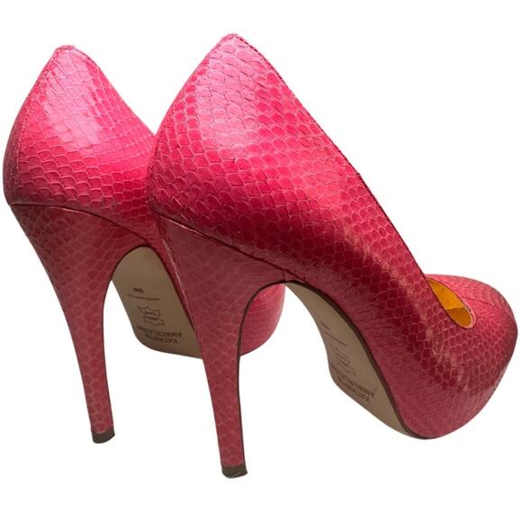 Kathryn Amberleigh Heel Sz 8 Pink Snakeskin Leather Platform Stiletto Barbiecore - Picture 12 of 16